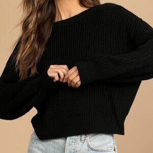 Lulus Double The Fun Black Knit Reversible Sweater - Size S